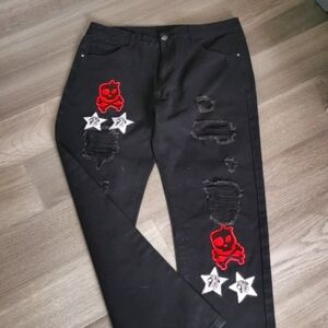 SHEIN hip hop, streetwear, gangster black jeans, ripped, grunge punk. Size 38.